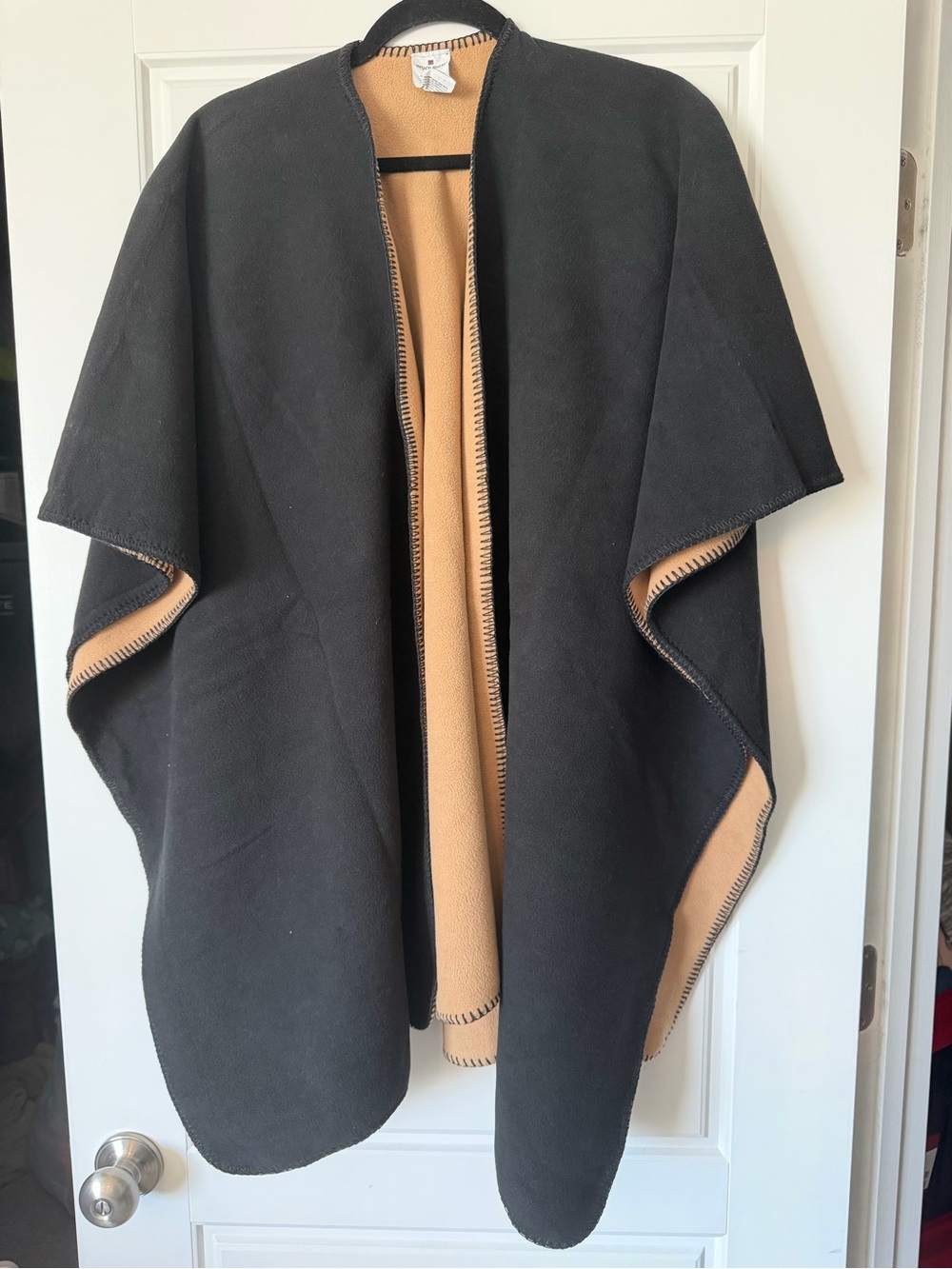 Woolrich Reversible Black and Camel Women's Poncho Coat